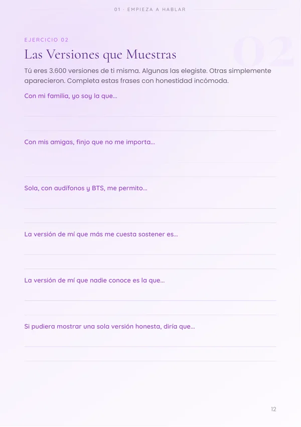 Las Versiones que Muestras — ejercicio de identidad